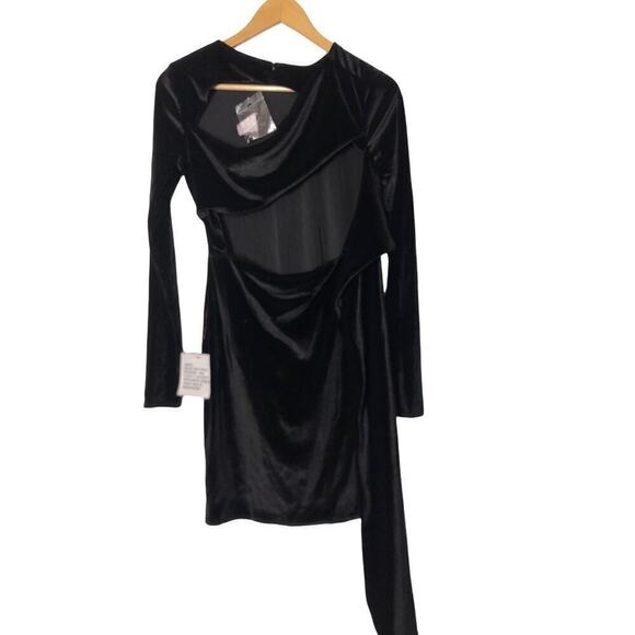 Topshop Dress Velvet Wrap Mock Neck Cutout Back Long Sleeve Mini NWT 4-6 - Picture 5 of 9